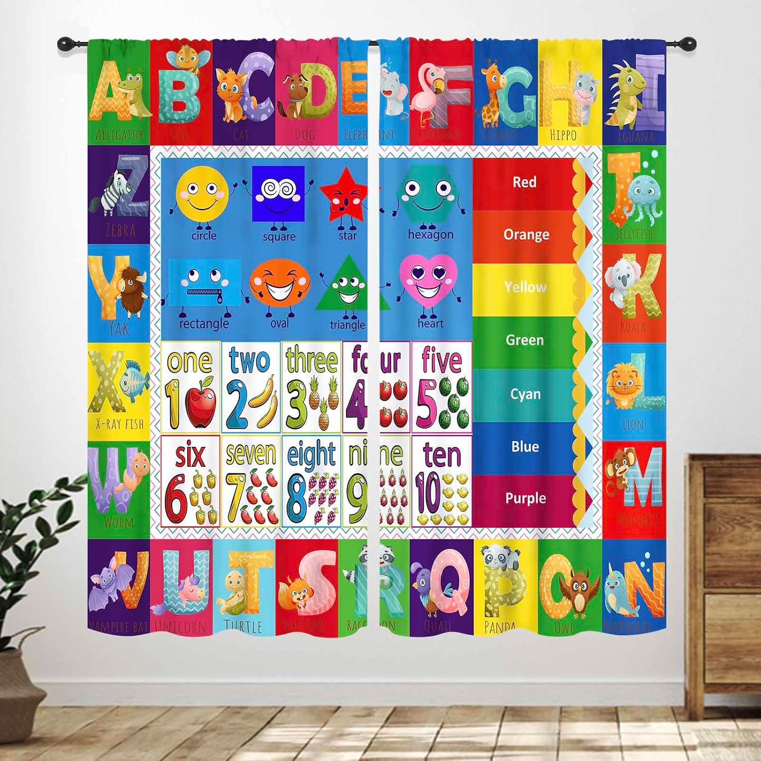 Abc Kids Early Education - Panel Tirai Bentuk Angka ABC, Tirai